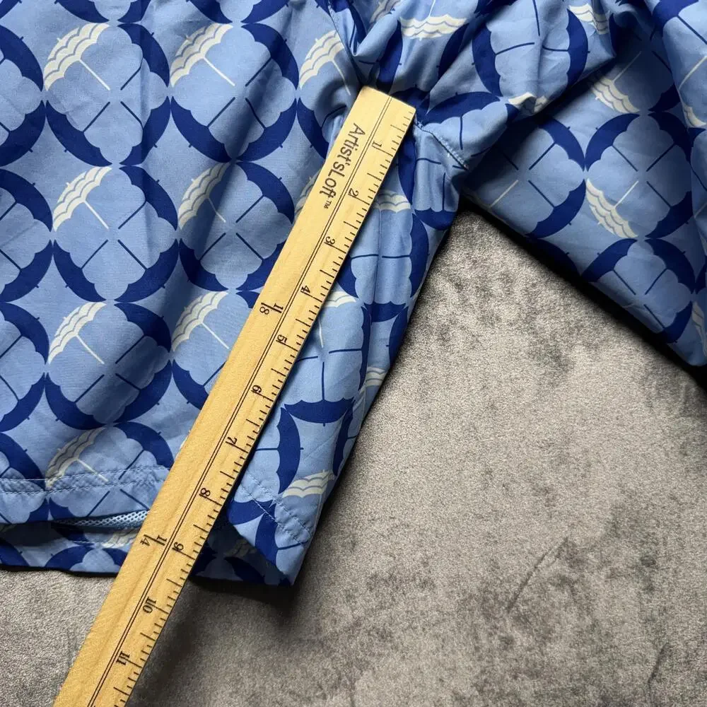 Puma Shorts Mens XL Blue Swim Mesh Lined Umbrella Print Drawstring Pockets